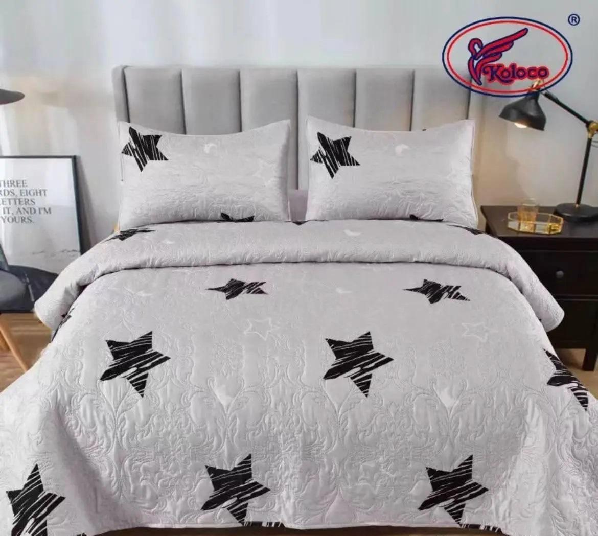 Покрывало-одеяло на кровать Koloco стеганное 200х220 см с наволочками 2х50х70 см Серый (Д-5106)