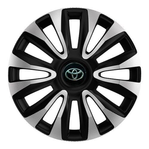 Колпаки для колес 4 Racing Avalon Carbon R16 с логотипом Toyota 4 шт. Silver/Black
