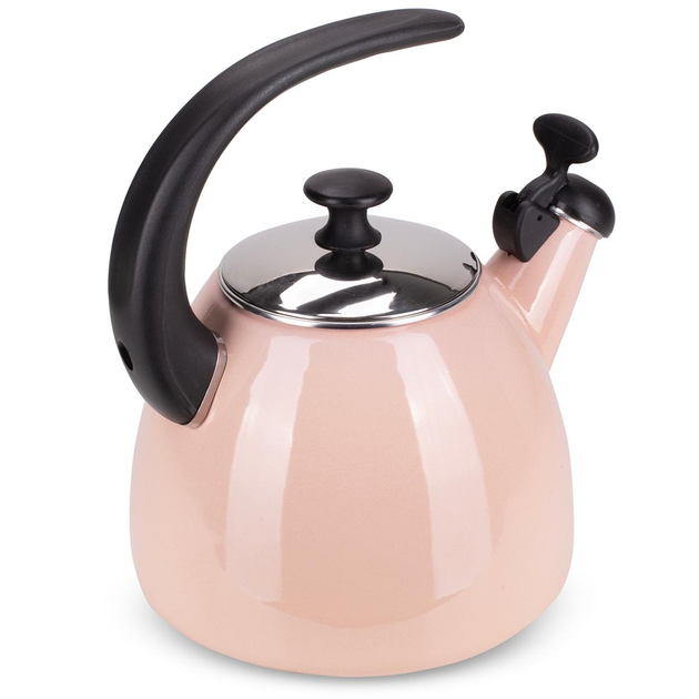 Чайник со свистком Kamille KM-1040В из эмалированной стали 2,5 л Розовый (150-84-1040В) - фото 3