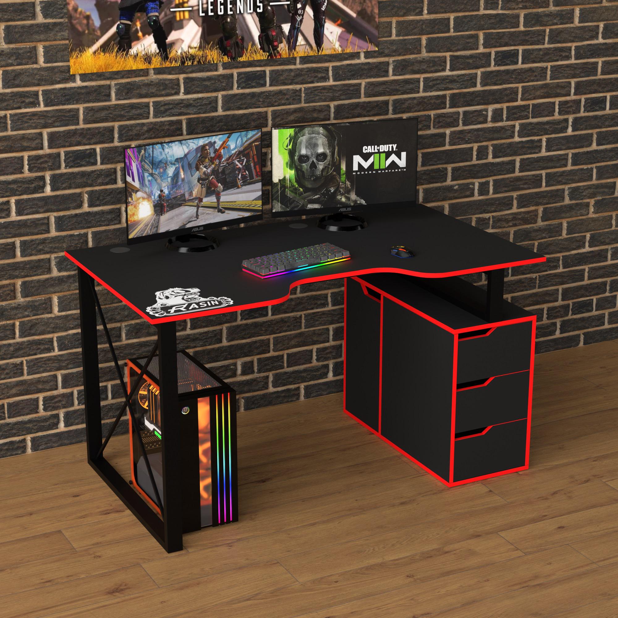 Геймерський стіл Тіса-меблі Rasin LOFT-18 140х80х75 см Чорний/Червоний Геймерський стіл Тіса-меблі Rasin LOFT-18 140х80х75 см Чорний/Червоний