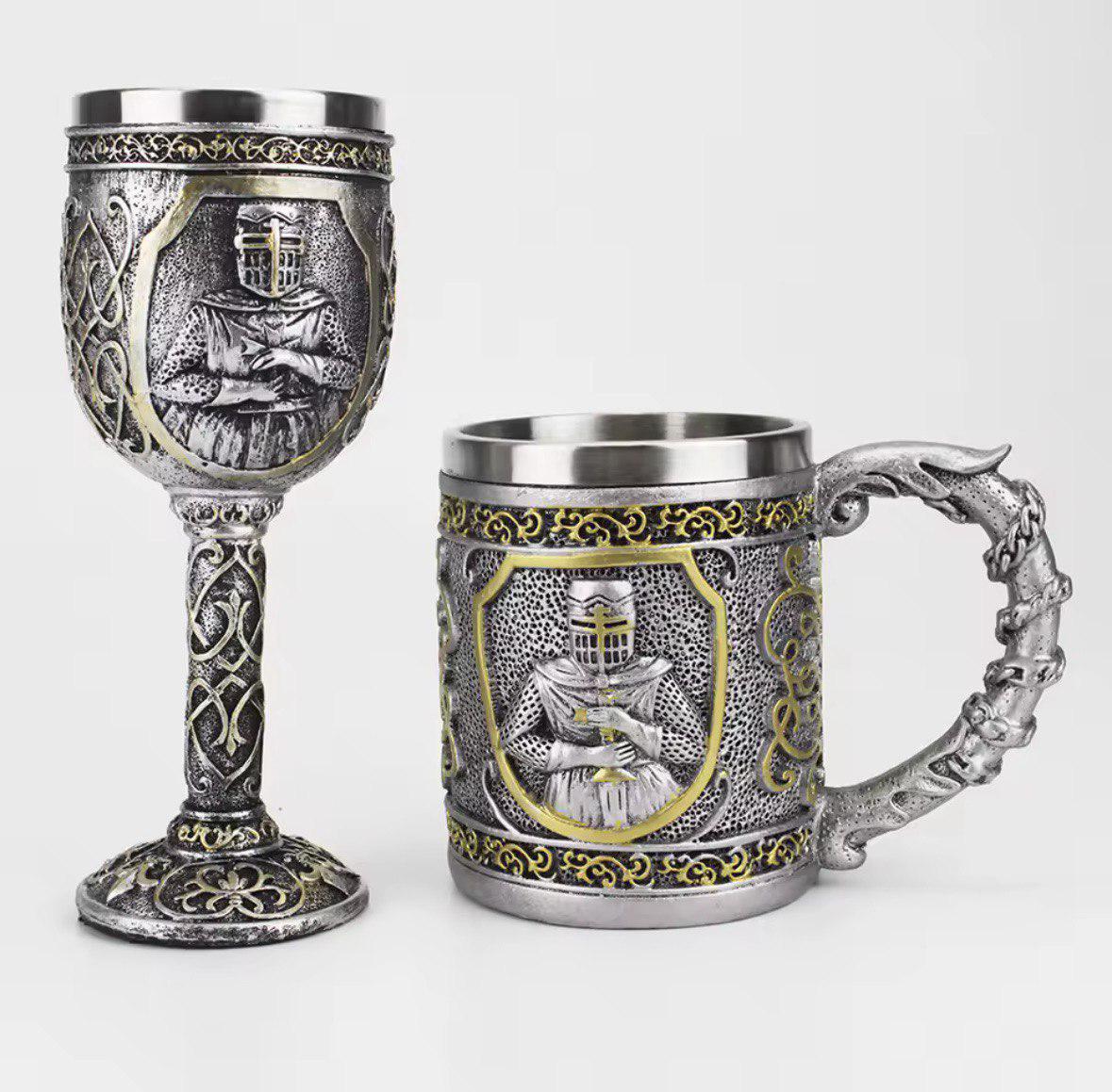 Кружка и кубок Рыцарь орденов в средневековом стиле 400 мл/170 мл (пиво вино 20)