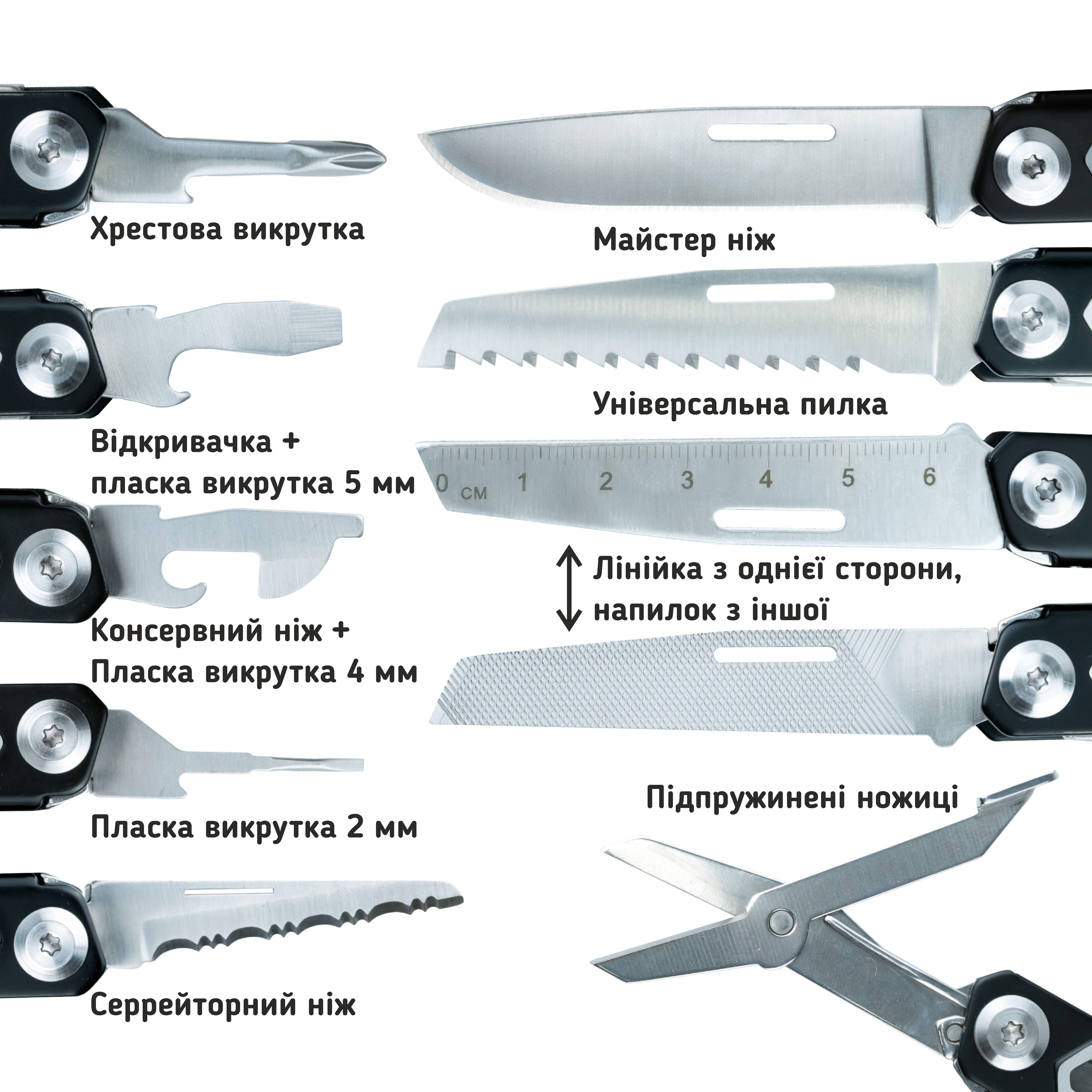 Мультитул професійний BlackPhantom UAD з 11 інструментами Чорний (UAD-09) - фото 2 Мультитул професійний BlackPhantom UAD з 11 інструментами Чорний (UAD-09) - фото 2