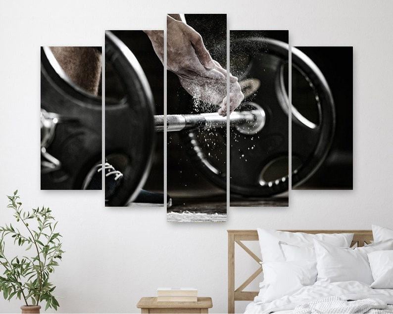 Модульная картина на холсте из пяти частей KIL Art Поднятие штанги 137x85 см (M51_L_30)