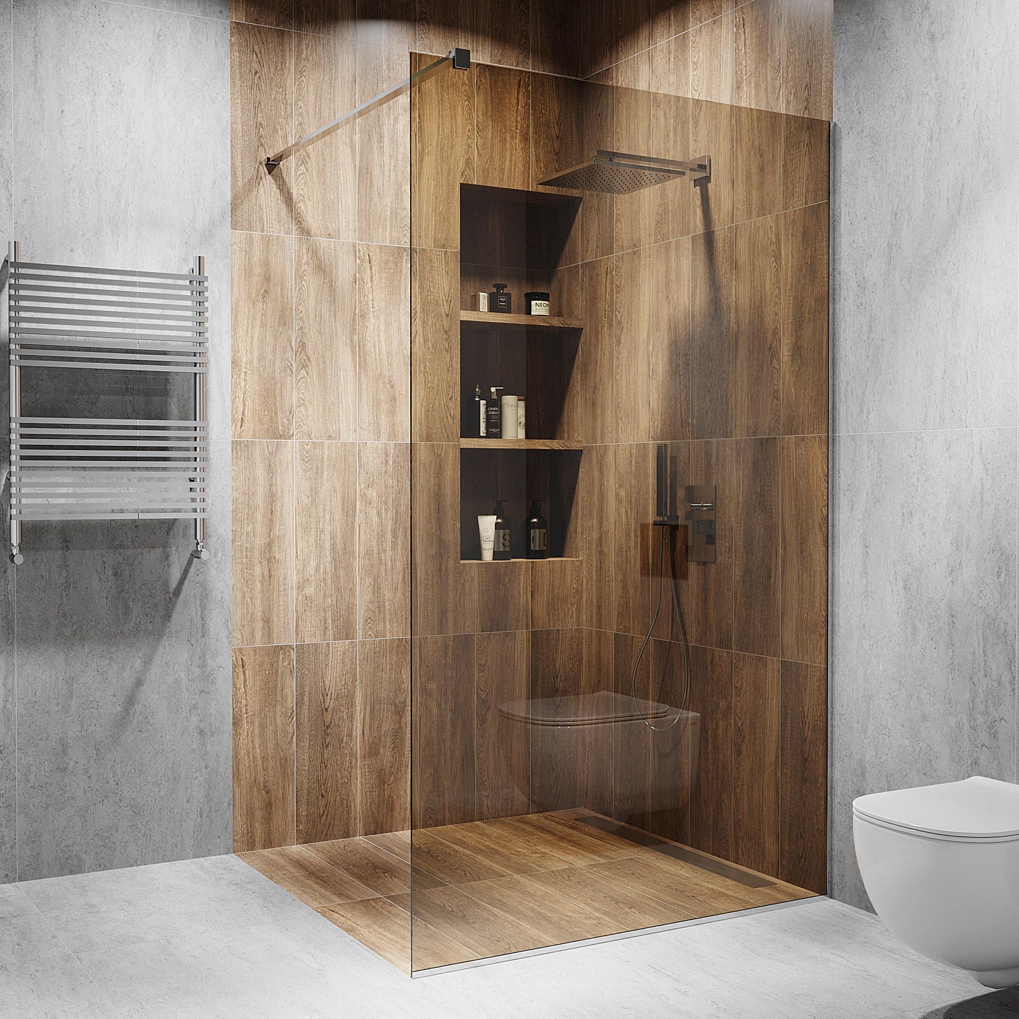 Душевая перегородка S-Mix стеклянная 700х2000 мм Бронзовый