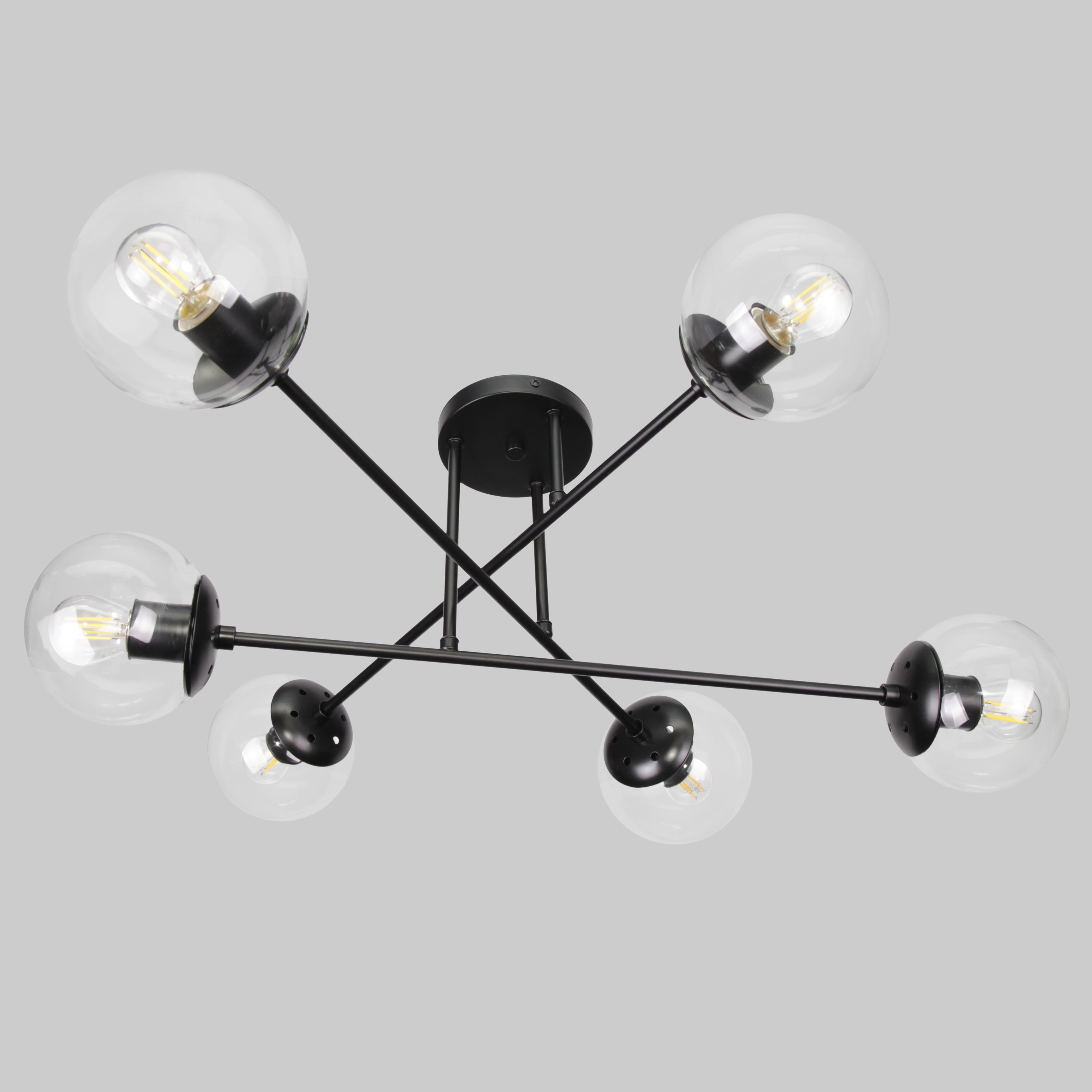 Люстра на 6 плафонов Черный (52-9804-6 BK+CL) Люстра на 6 плафонов Черный (52-9804-6 BK+CL)