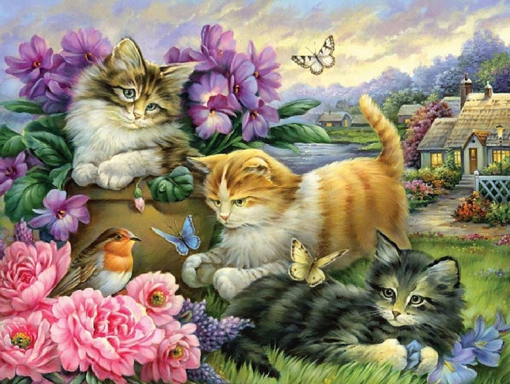Алмазная мозаика Emerald Craft Котята на ферме 30x40 см (25441)