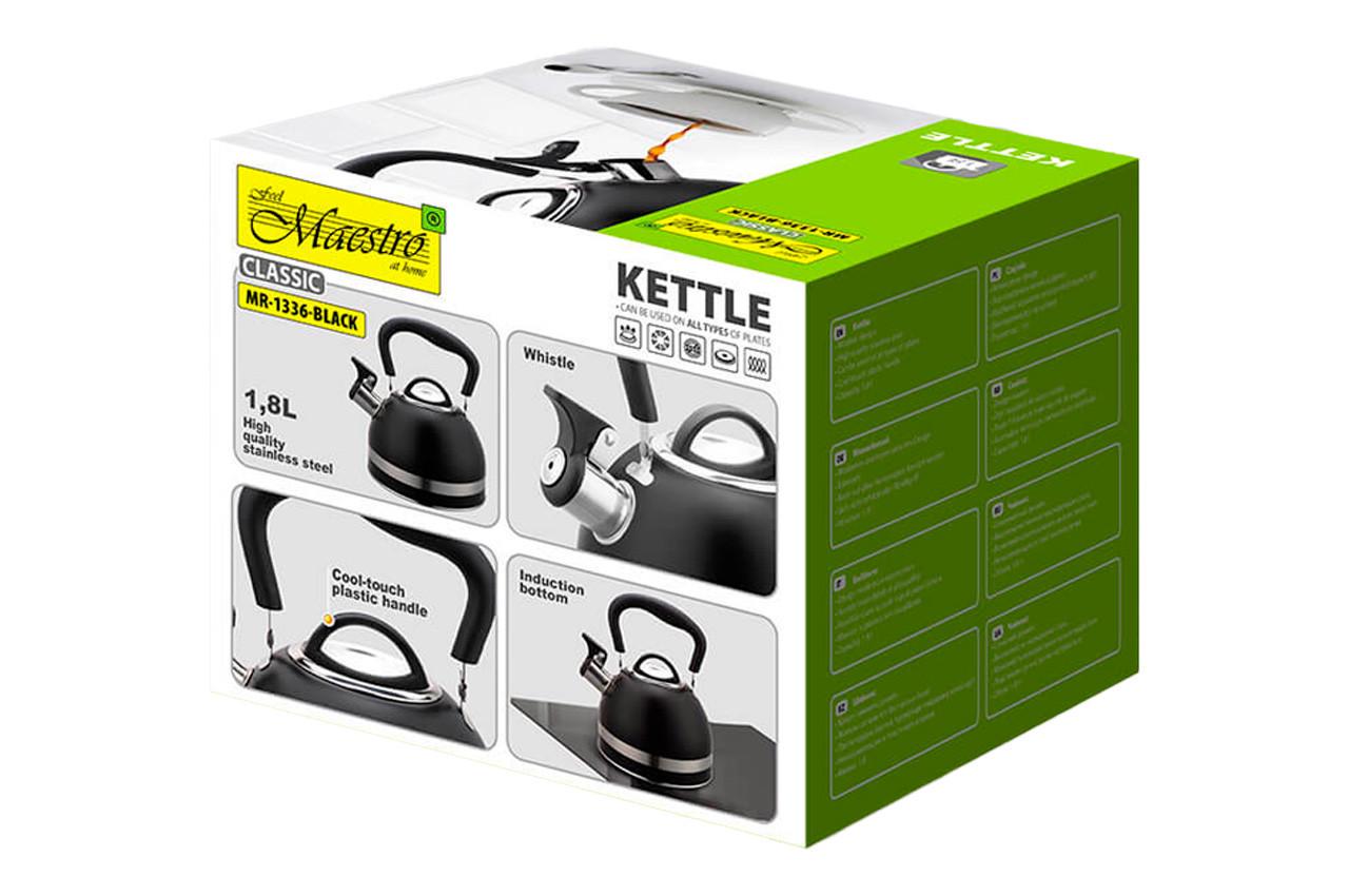 Чайник нержавеющий Maestro 1,8 л Черный (MR-1336-BLACK) - фото 4