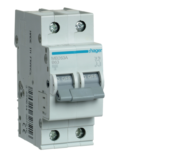 Автоматический выключатель Hager 2P 6kA 63A (27110742)