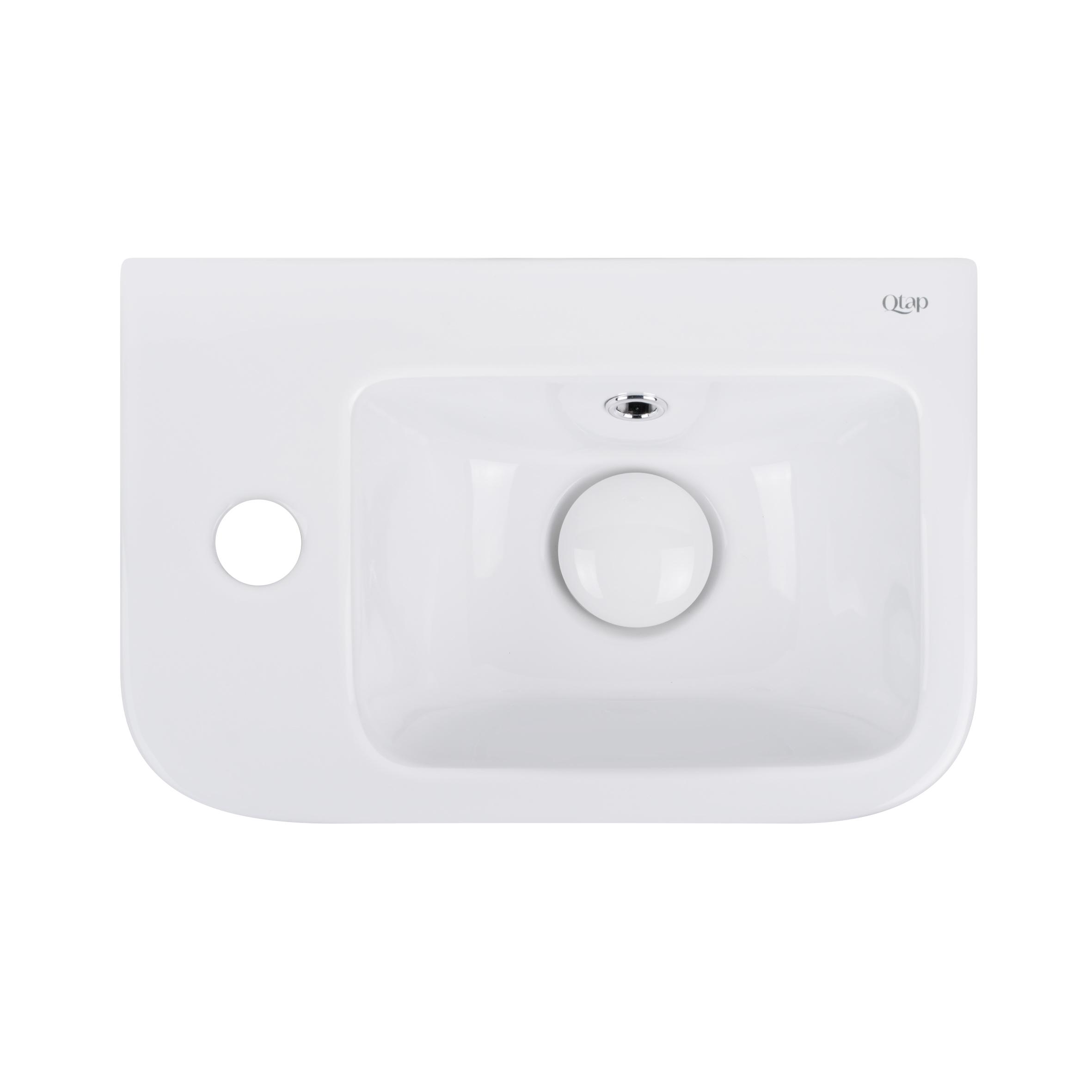 Раковина Qtap Tern с донным клапаном 375х245х135 мм White  (QT171110100LW)