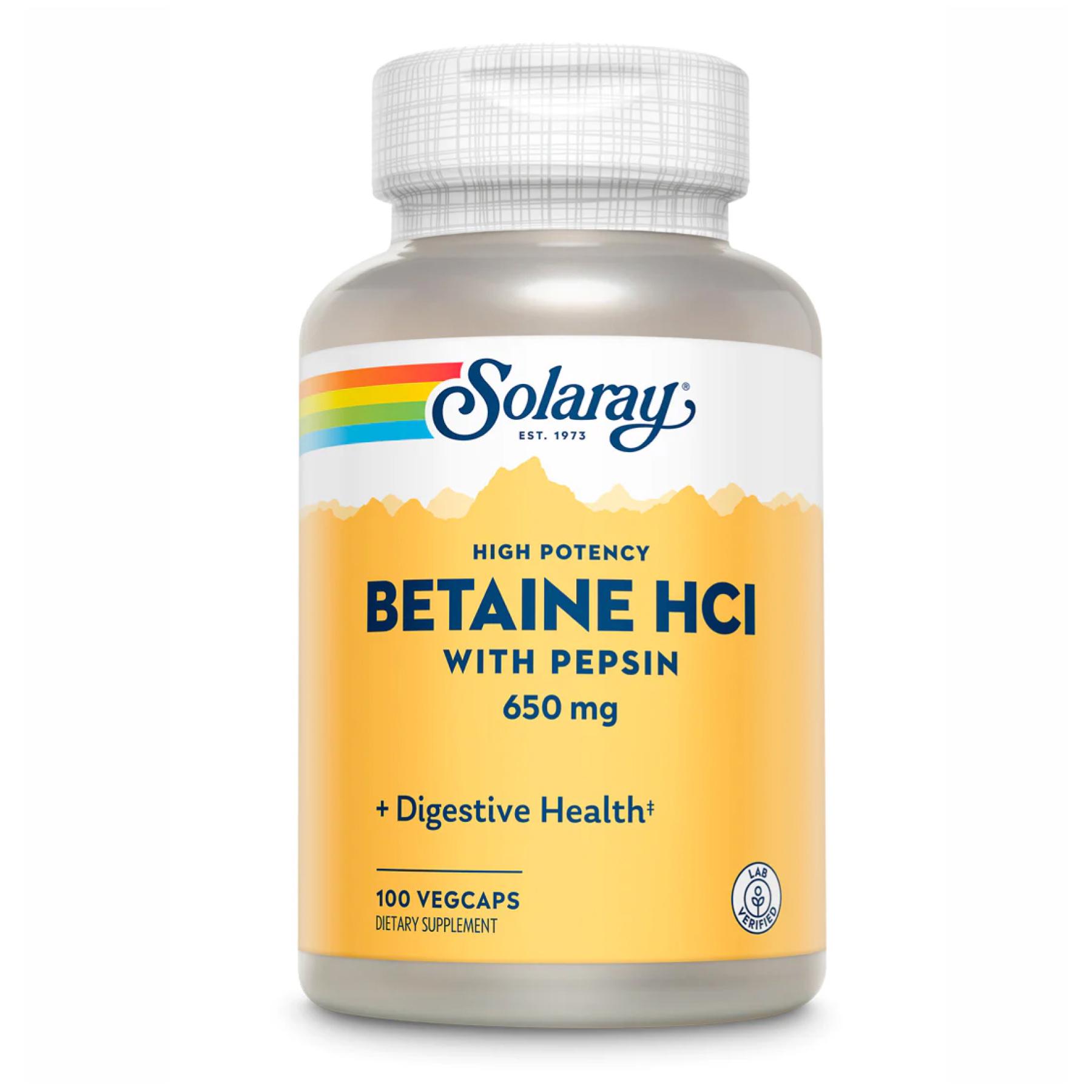 Натуральная добавка High Potency Betain HCl with Pepsin 650 mg 100 vcaps (2022-10-1029)