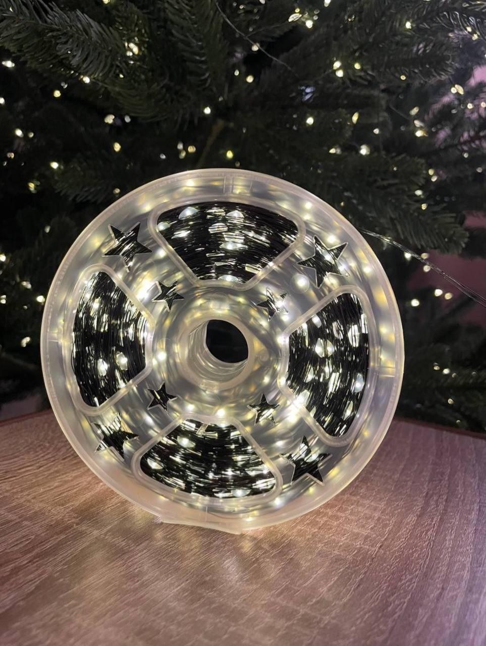 Гірлянда Роса 200 м IP65 2000 LED Білий теплий/Зелений дріт (8765)