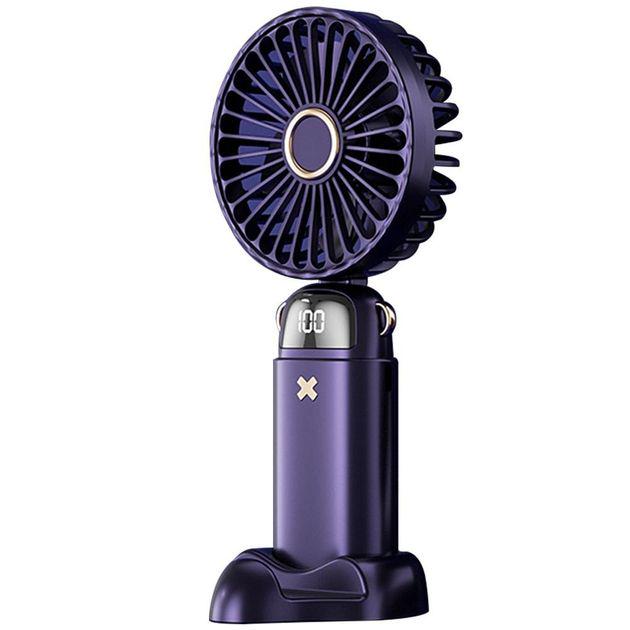 Вентилятор портативний Mini fan AND XL-880 9 см з підставкою для телефону та дисплеєм Синій (18189412) - фото 1