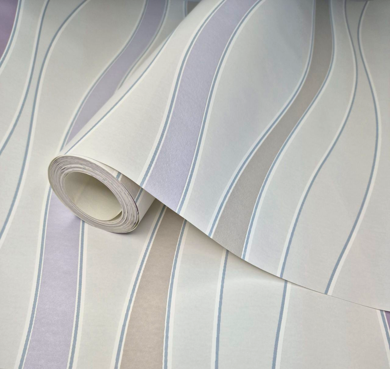 Обои виниловые Marburg 53919 волны для гостиной/спальни/коридора 10,5x0,53 м Бежево-фиолетовый