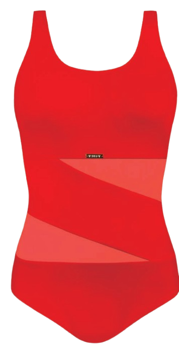 Купальник з бічними вставками із сітки Self 36W Червоний