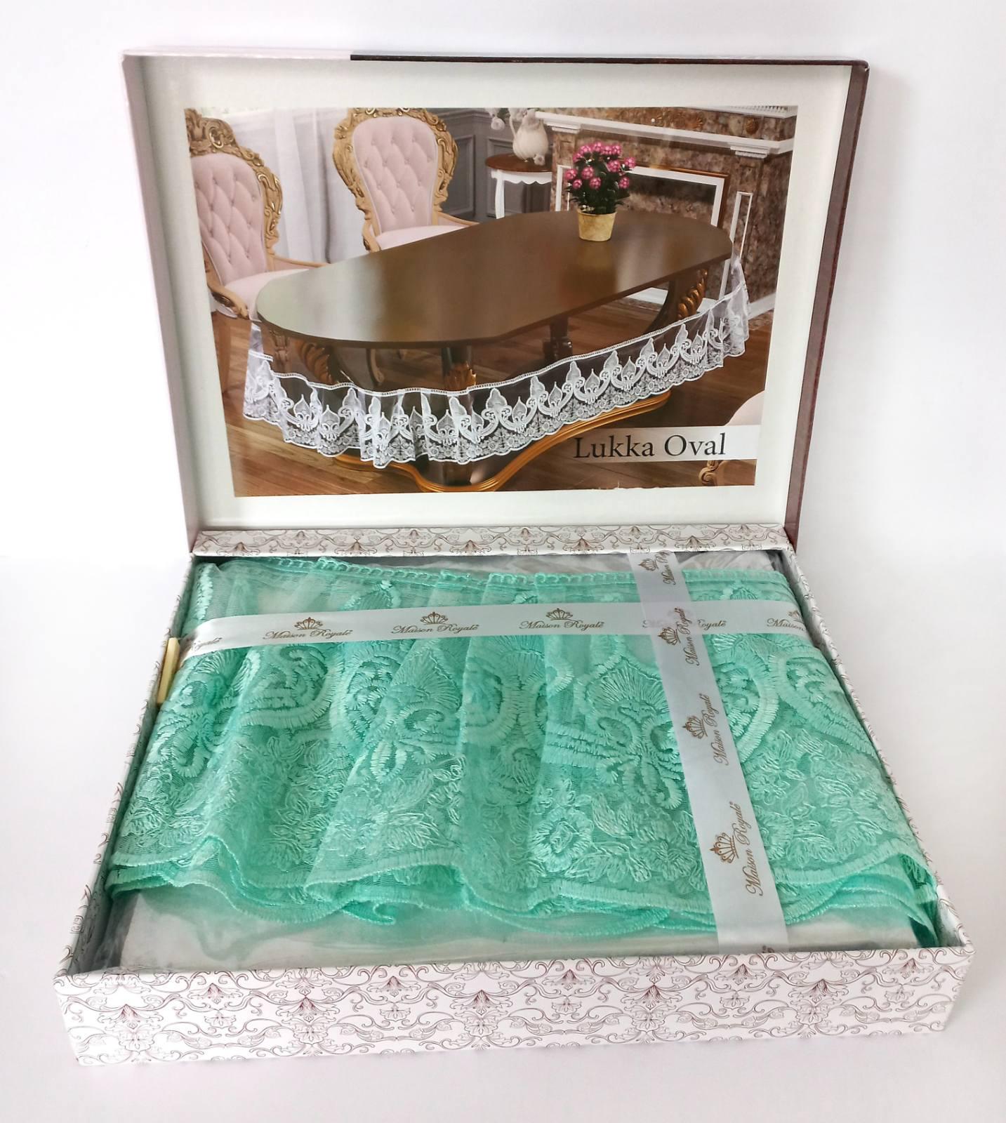 Силиконовая скатерть с кружевом Maison Royale 160x260 ovale Lukka Green (CN9377)