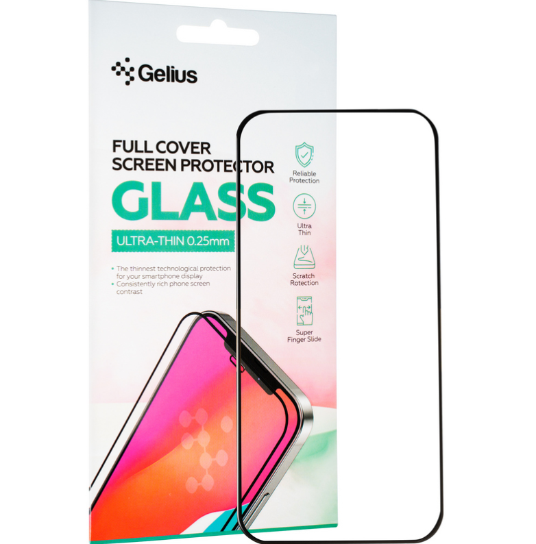 Захисне скло Gelius Full Cover Ultra-Thin 0.25mm для iPhone 15 Pro Black