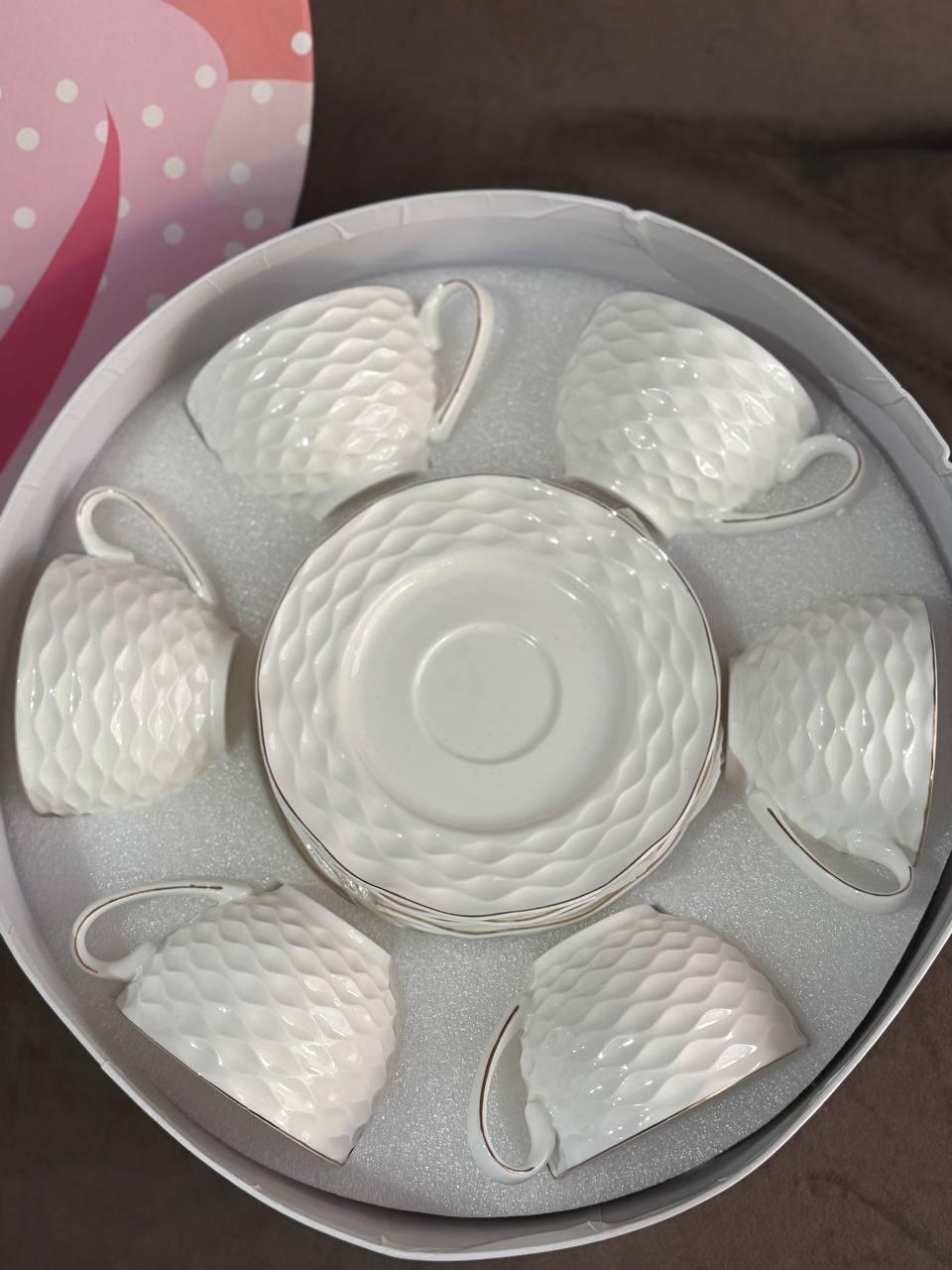 Чайный сервиз Elisey Хрустальная грань керамическая 230 мл 12 предметов Белый (9292-020)