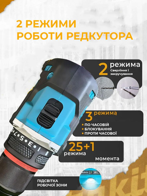 Набір акумуляторних інструментів Grant3в1 шуруповерт/болгарка/гайковерт 36V 4000 mAh (29030996) - фото 5 Набір акумуляторних інструментів Grant3в1 шуруповерт/болгарка/гайковерт 36V 4000 mAh (29030996) - фото 5