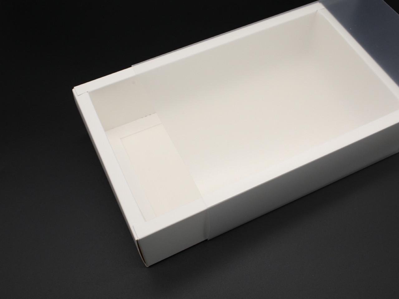 Коробка-пенал подарочная для десертов с прозрачной выдвижной крышкой 25х15х6 Белый (OA-15) - фото 3 Коробка-пенал подарочная для десертов с прозрачной выдвижной крышкой 25х15х6 Белый (OA-15) - фото 3