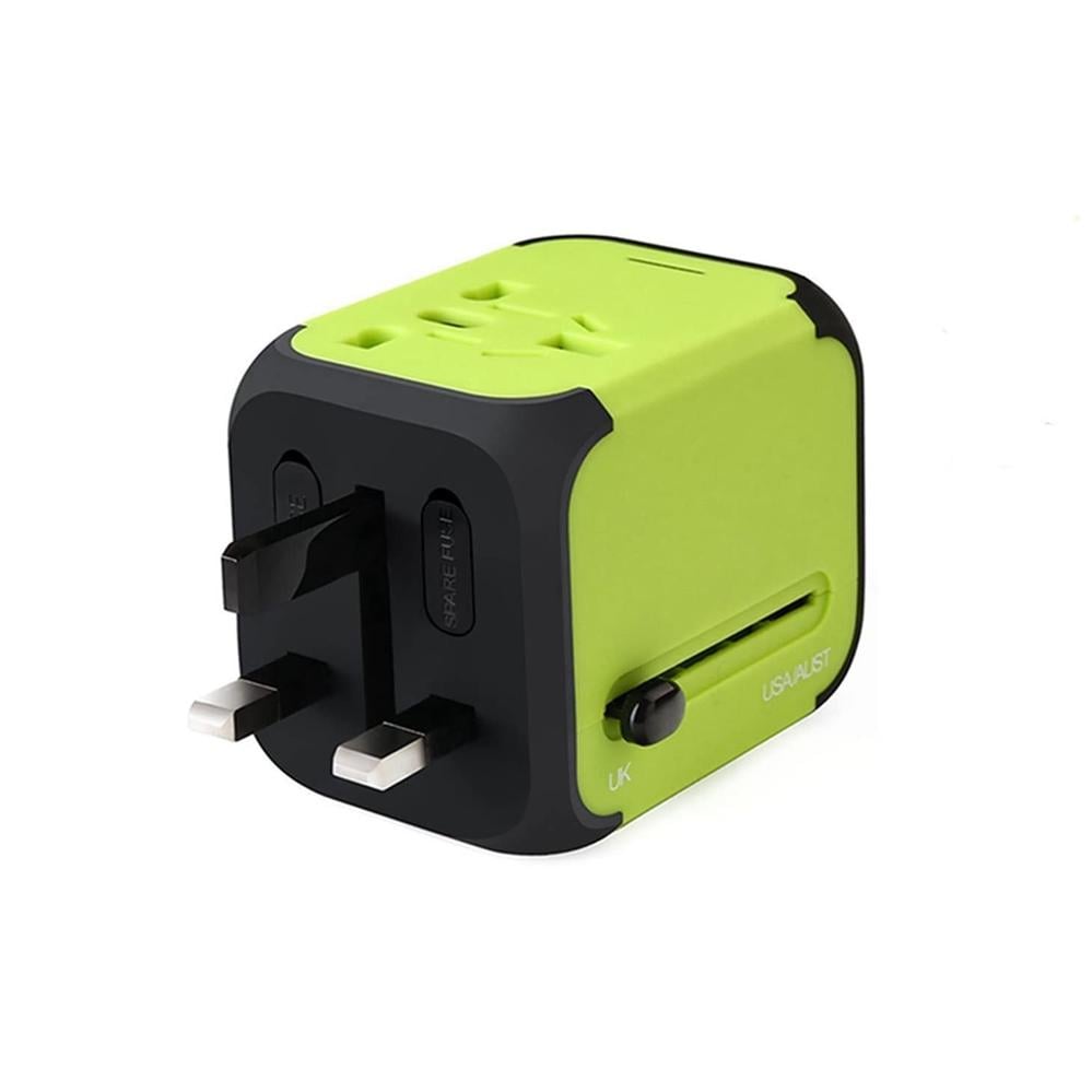 Универсальный сетевой адаптер 2 USB Adapter Travel Салатовый (120.31)