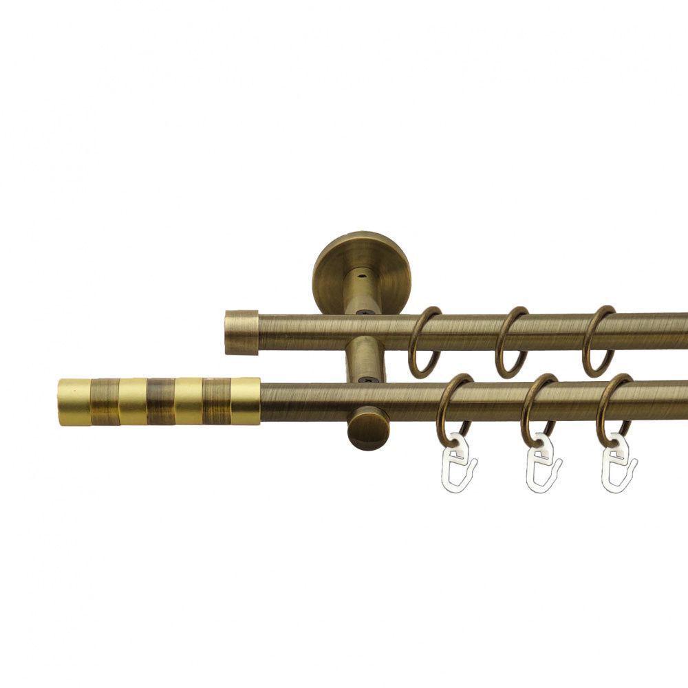 Карниз Orvit Сігма металевий дворядний циліндр 16 см гладка труба кільце металеве 16/16 мм 240 см Антик (7335525)