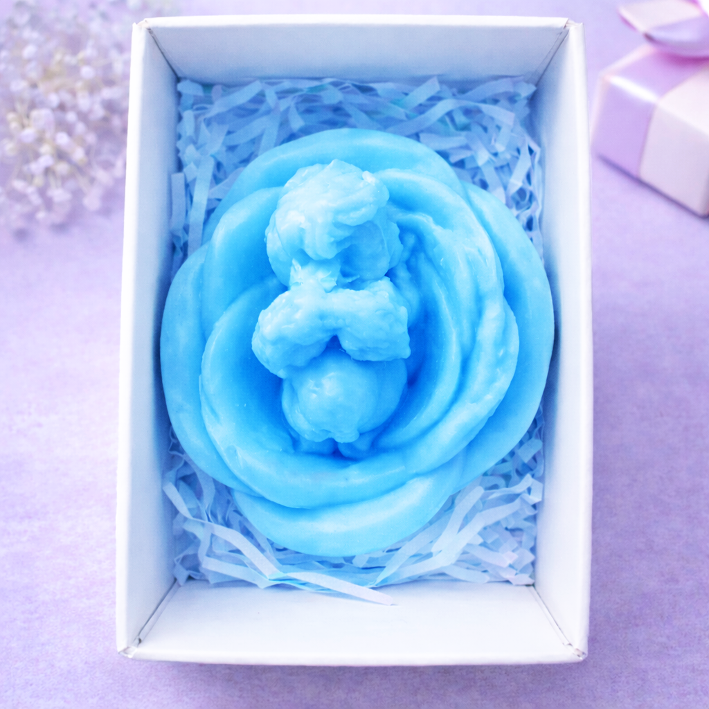 Мыло сувенирный цветок с младенцем Голубой Мыло сувенирный цветок с младенцем Голубой