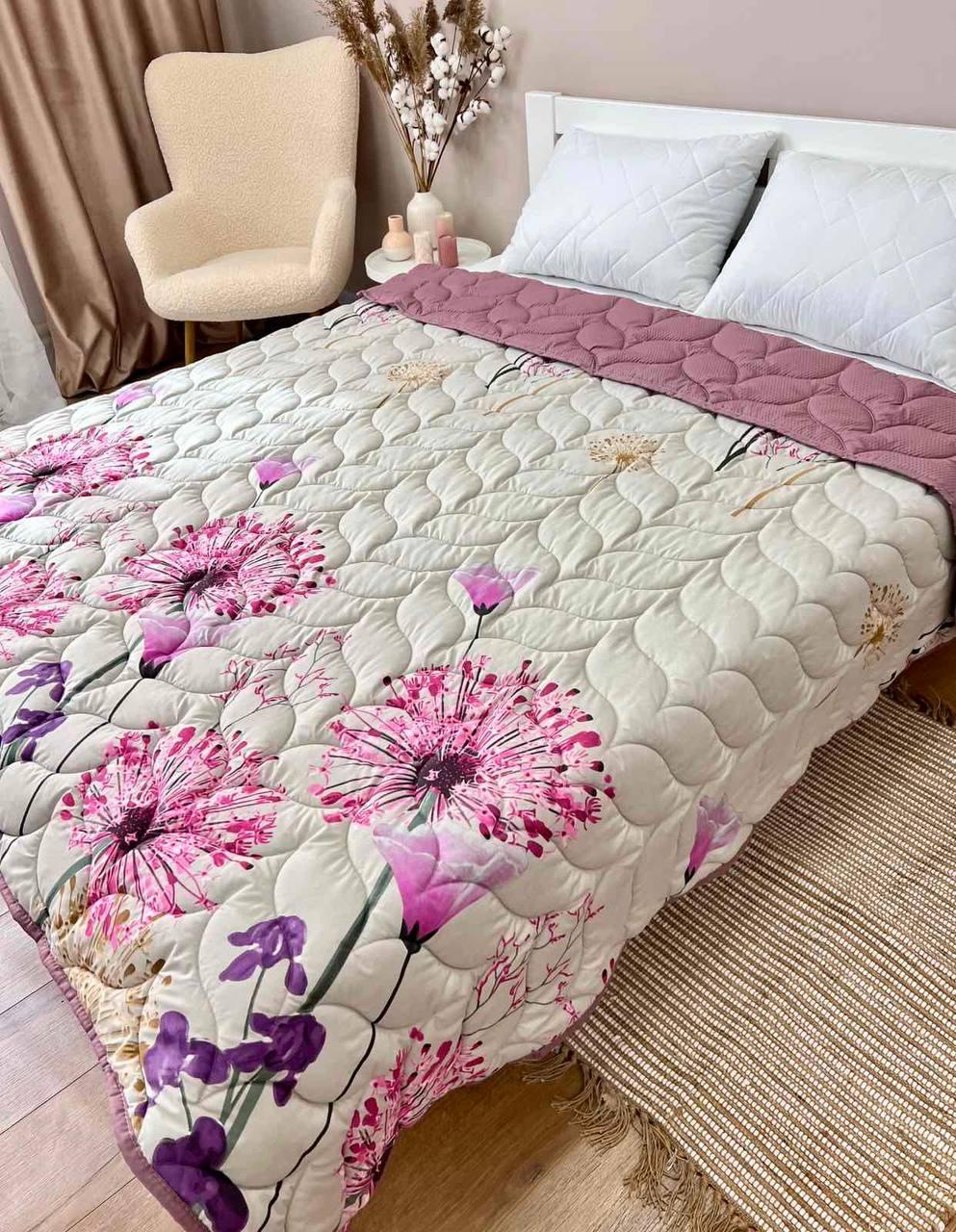 Одеяло двухстороннее 175х210 см Белый с фиолетовым (Д-al-lito-satkovdra25-22)