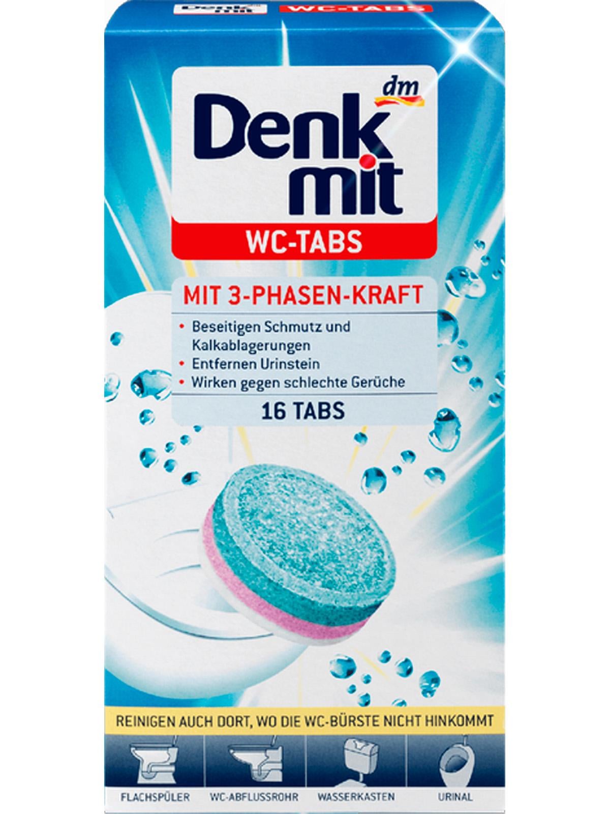Таблетки для чистки унитаза DenkMit WC-Tabs антибактериальные для сливного бачка от накипи и грязи 48 шт. (583256773)