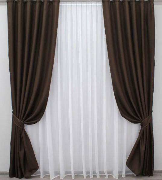 Комплект штор лен мешковина 1,5х2,7 м 2 шт. Венге (1180ш)