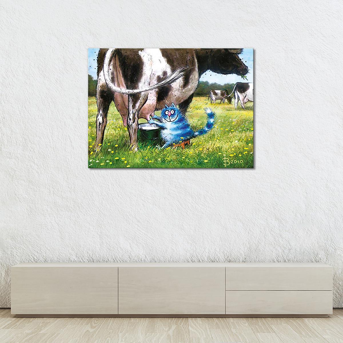 Модульная картина Кот добывает молоко 1 модуль 60x90 см
