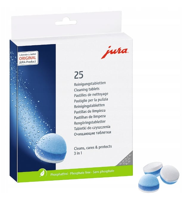 Таблетки 3-фазовой очистки от кофейных жиров и накипи Jura 25 шт. (H029937)