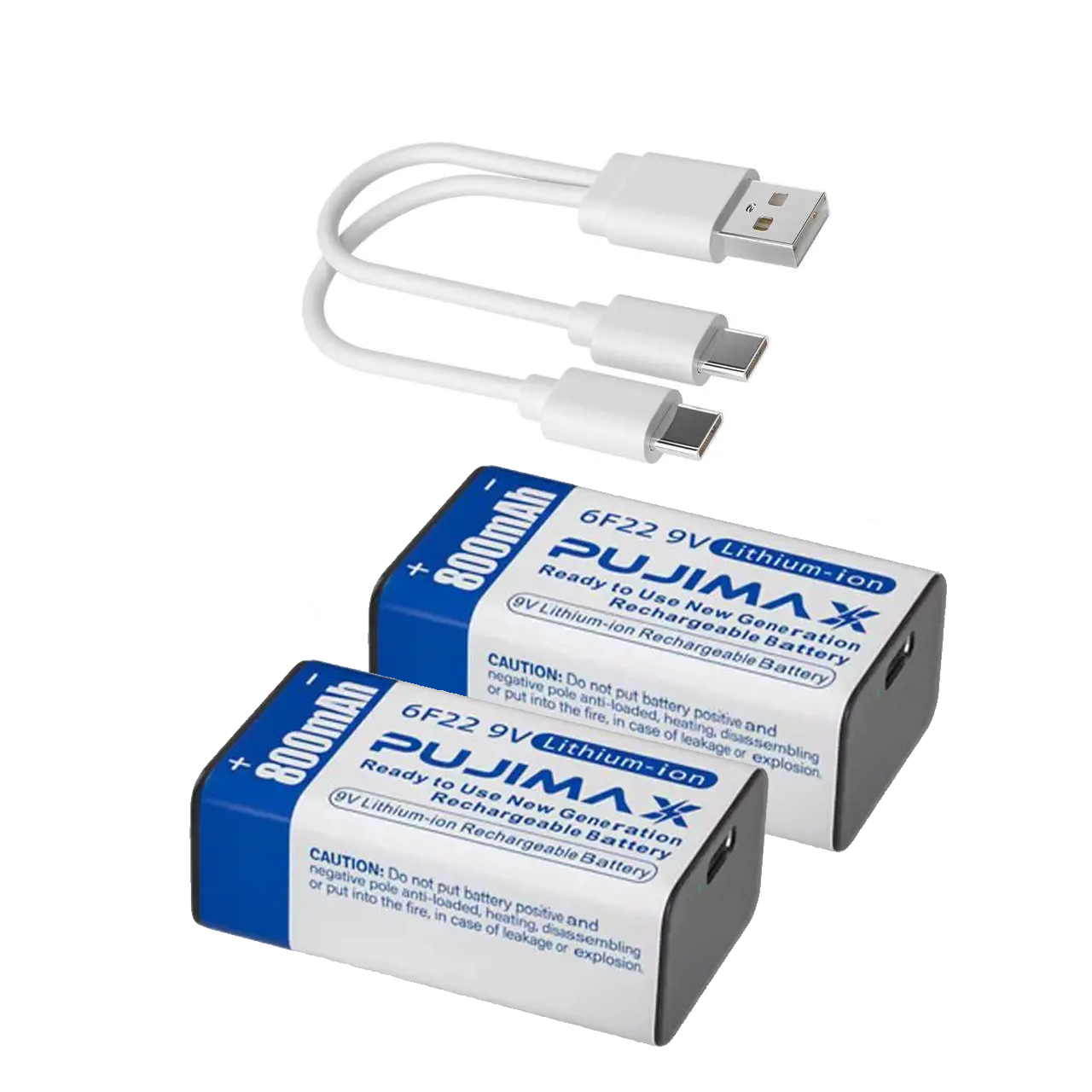Аккумулятор крона PUJIMAX 9V 800 mAh Li-Ion USB type-C 2 шт. (1801370)