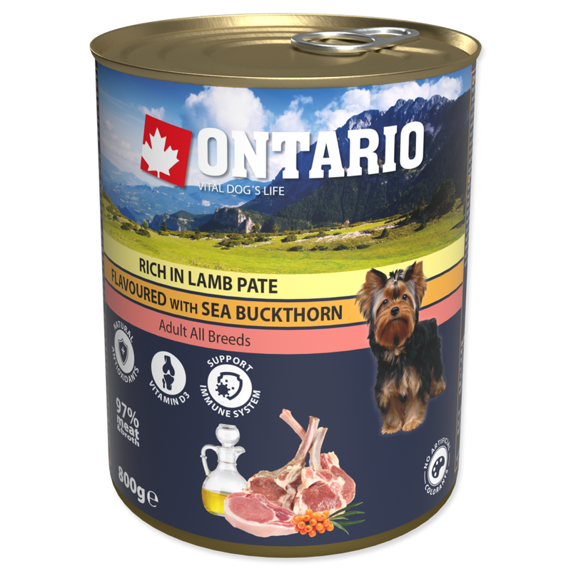 Консерва для собак Ontario can Lamb Pate with Sea Buckthorn з ягнятиною та обліпихою 800 г (214-21164)