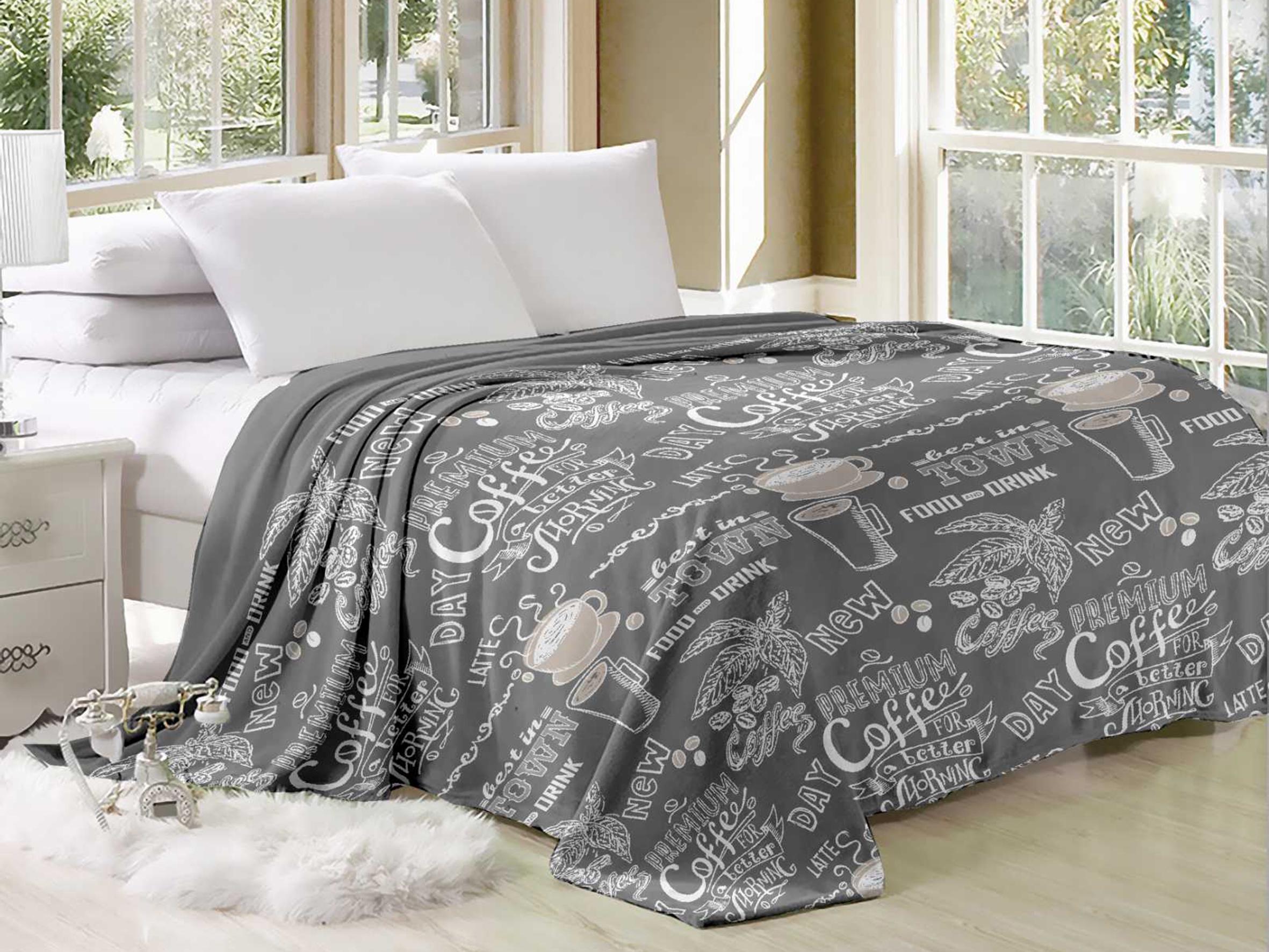 Плед из микрофибры Велсофт Кофе 200х220 см Серый (15026441)