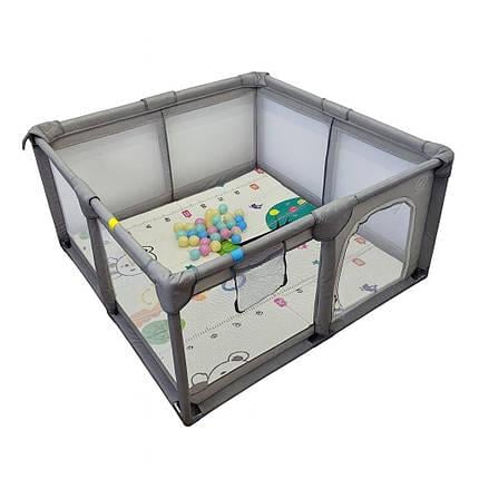 Манеж дитячий розкладний Avko кульки та килимок 180х200 см Grey - фото 1 Манеж дитячий розкладний Avko кульки та килимок 180х200 см Grey - фото 1
