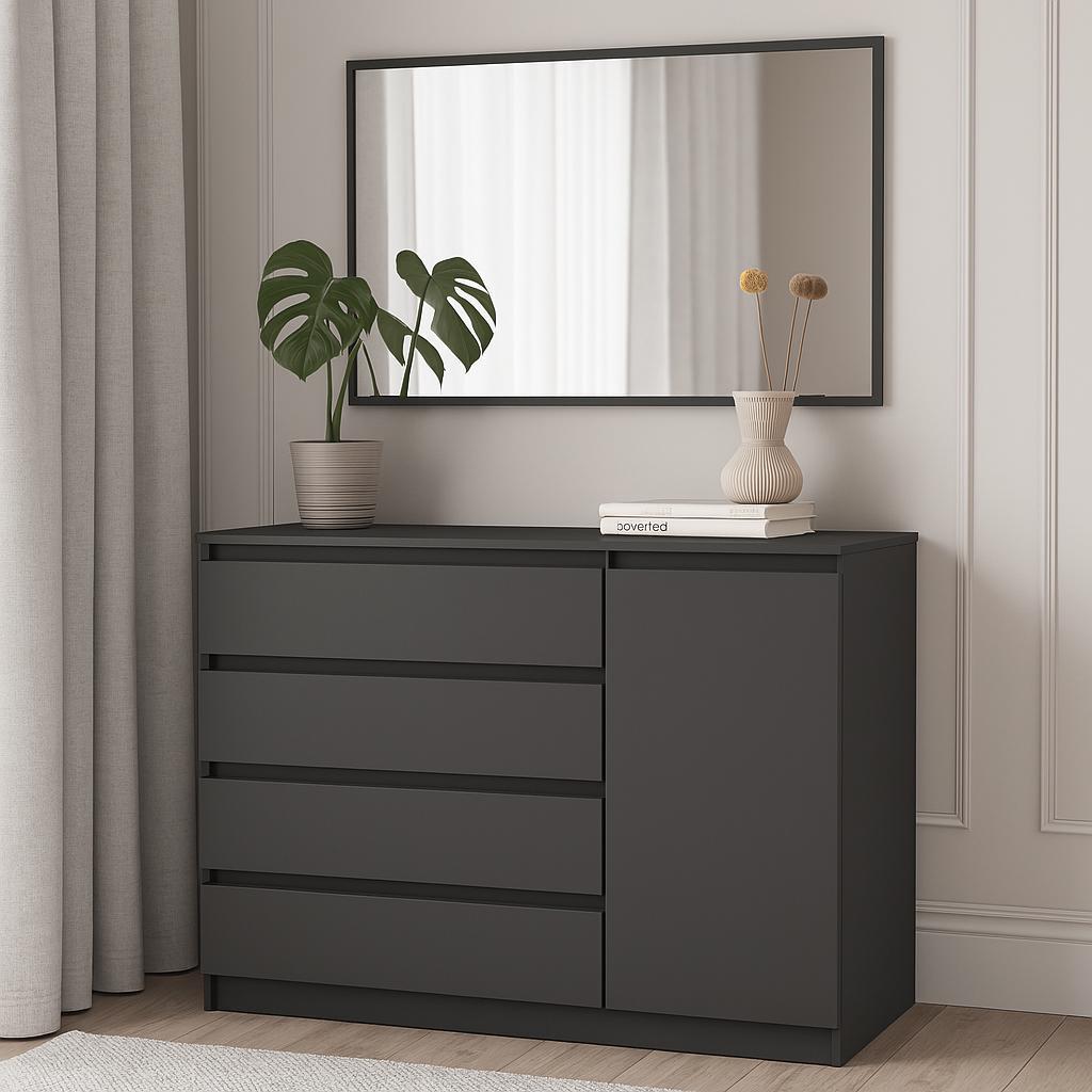 Комод К2 4Я1Д SENAM 900х1200х450 мм ДСП Сірий Графіт Комод К2 4Я1Д SENAM 900х1200х450 мм ДСП Сірий Графіт