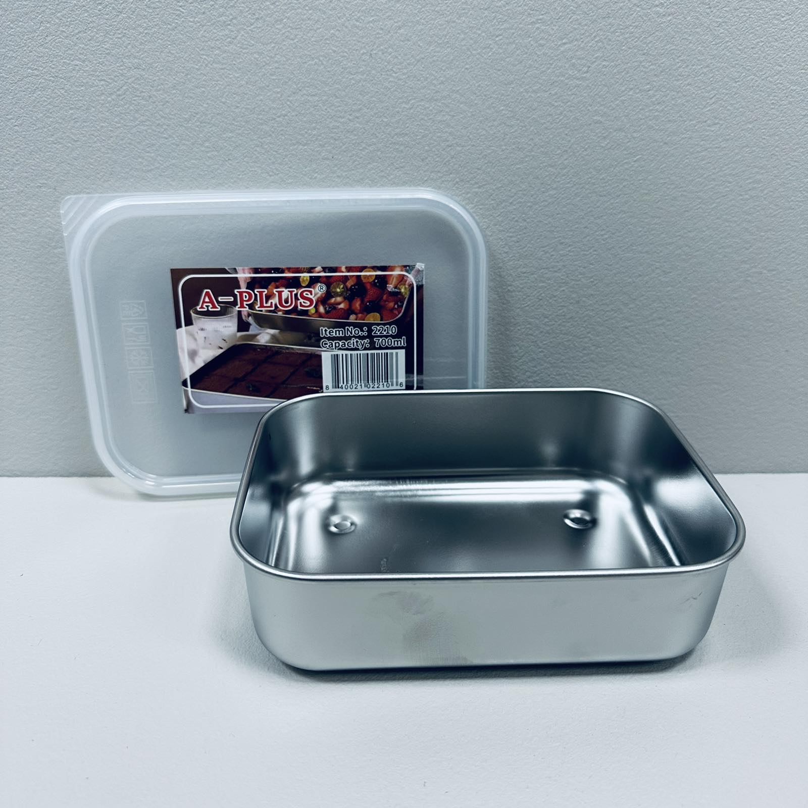 Лоток с крышкой A-Plus 2210 из нержавеющей стали 700 мл 16,6х12,8х3,5 см Стальной (23581) - фото 2
