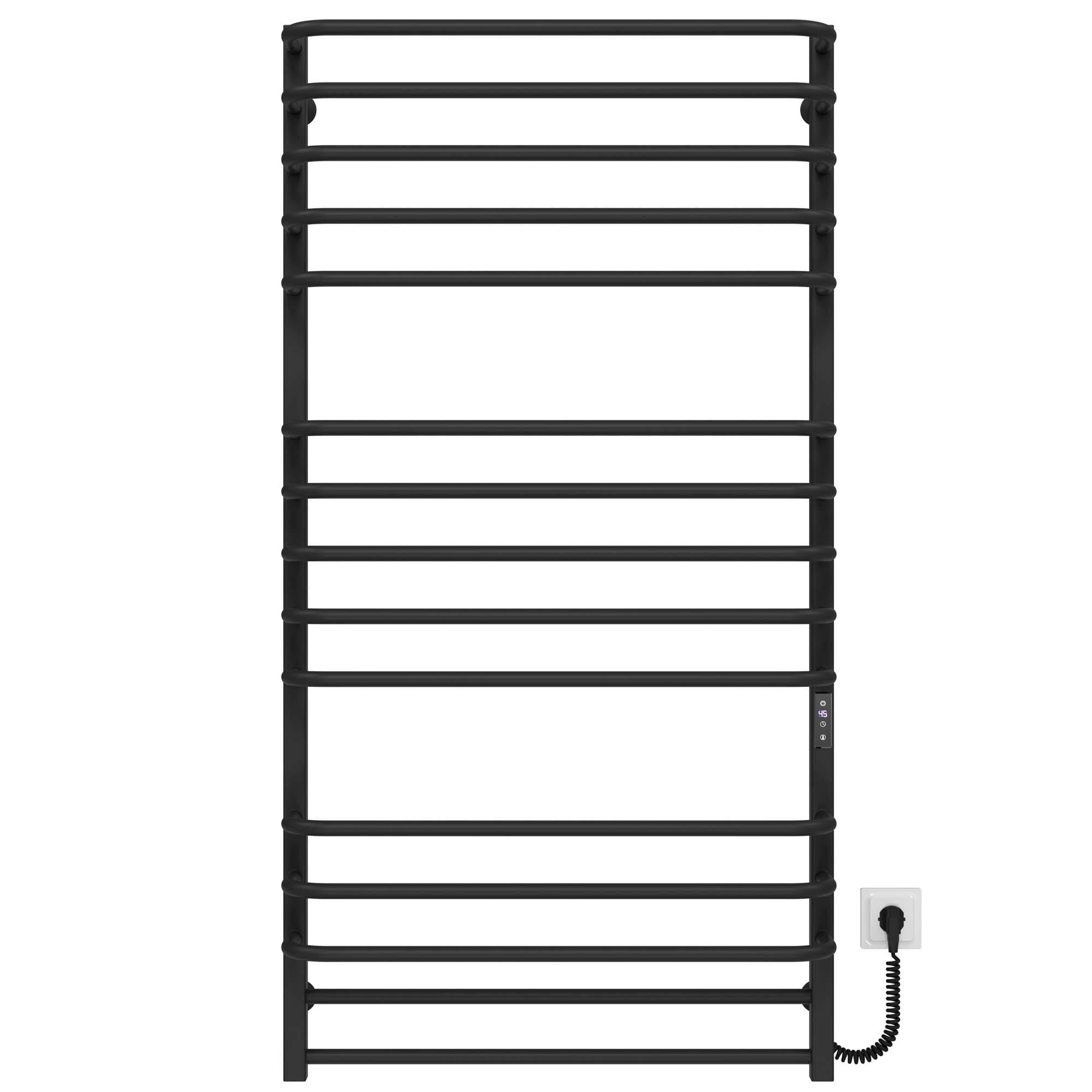 Полотенцесушитель электрический Deffi Lux П15 JD04 правое подключение нержавеющая сталь 700х1400 мм Черный (A.LU.140.70.15.EBR2)