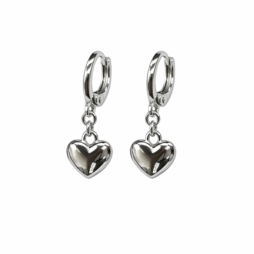 Серьги-кольца с подвеской Xuping Сердце гипоаллергенные Серебристый (2932008497)