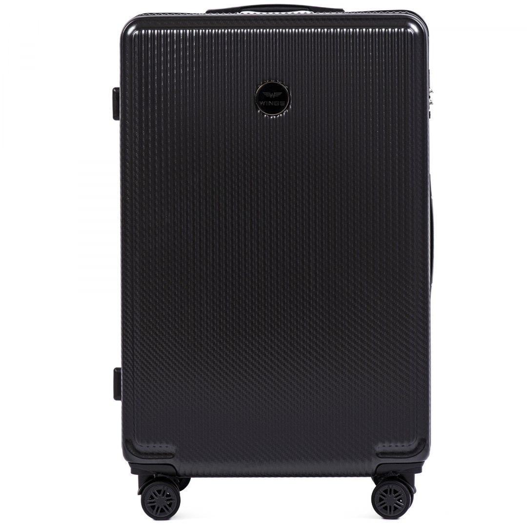 Валіза Wings PC565 з полікарбонату на 4 здвоєних колесах 90 л Темно-сірий