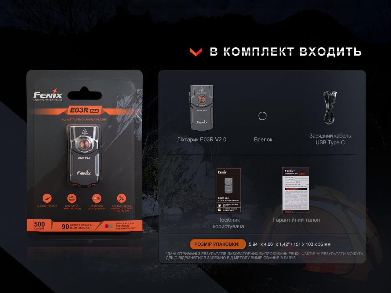 Фонарь ручной Fenix E03R V2.0 Синий (2342465786) - фото 9