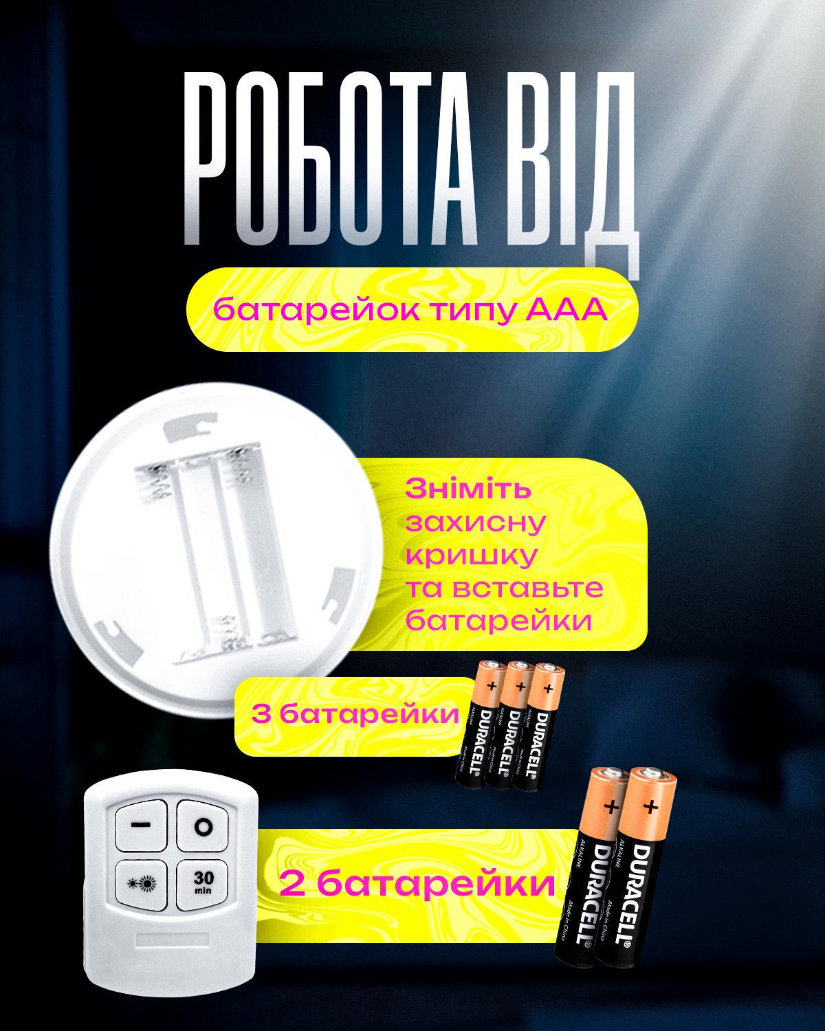 Світильник на батарейках світлодіодний KAYFOVO 3в1 настінний з пультом ДУ 3 шт. (470190099) - фото 4 Світильник на батарейках світлодіодний KAYFOVO 3в1 настінний з пультом ДУ 3 шт. (470190099) - фото 4