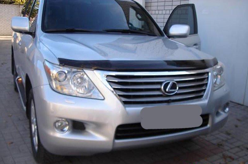 Дефлектор капота 2008-2015 HIC для Lexus LX570/450d поликарбонат Черный