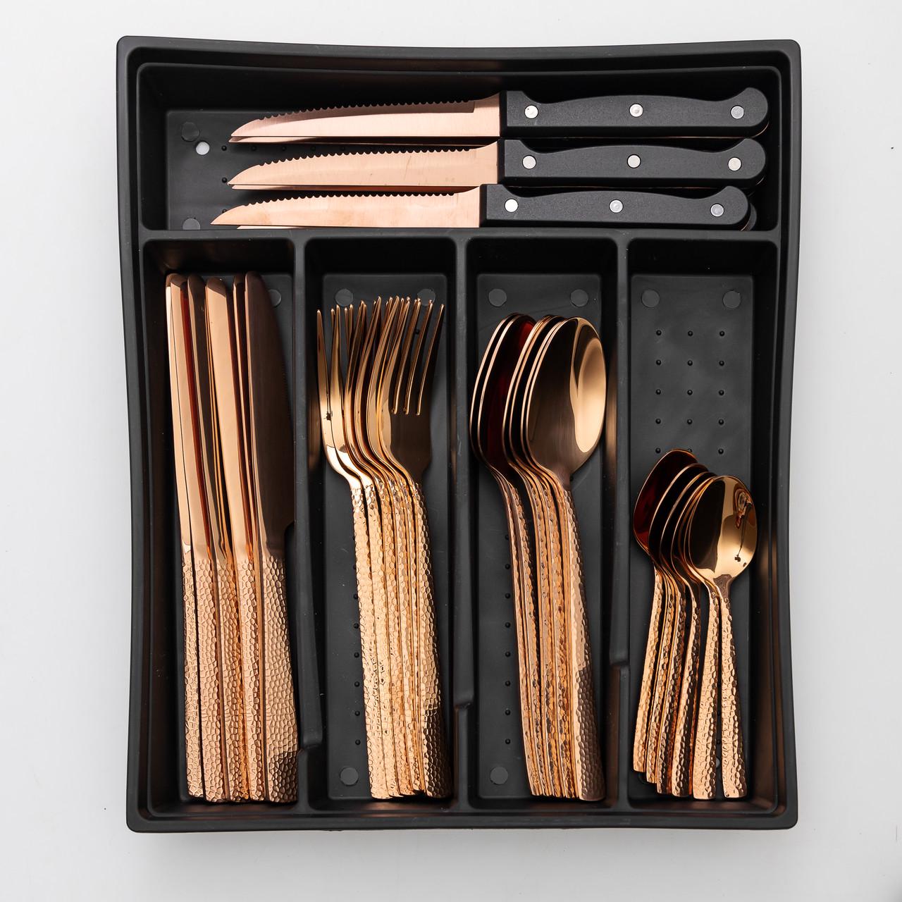 Набор столовых приборов вфутляре на 6 персон 30 предметов Бронзовый (6548)