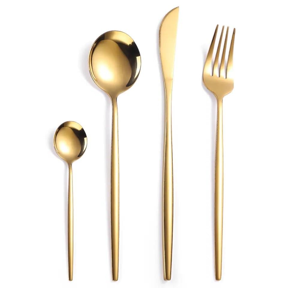 Набор столовых приборов REMY-DECOR Porto-Light для кафе и дома 4 пр. Золотой