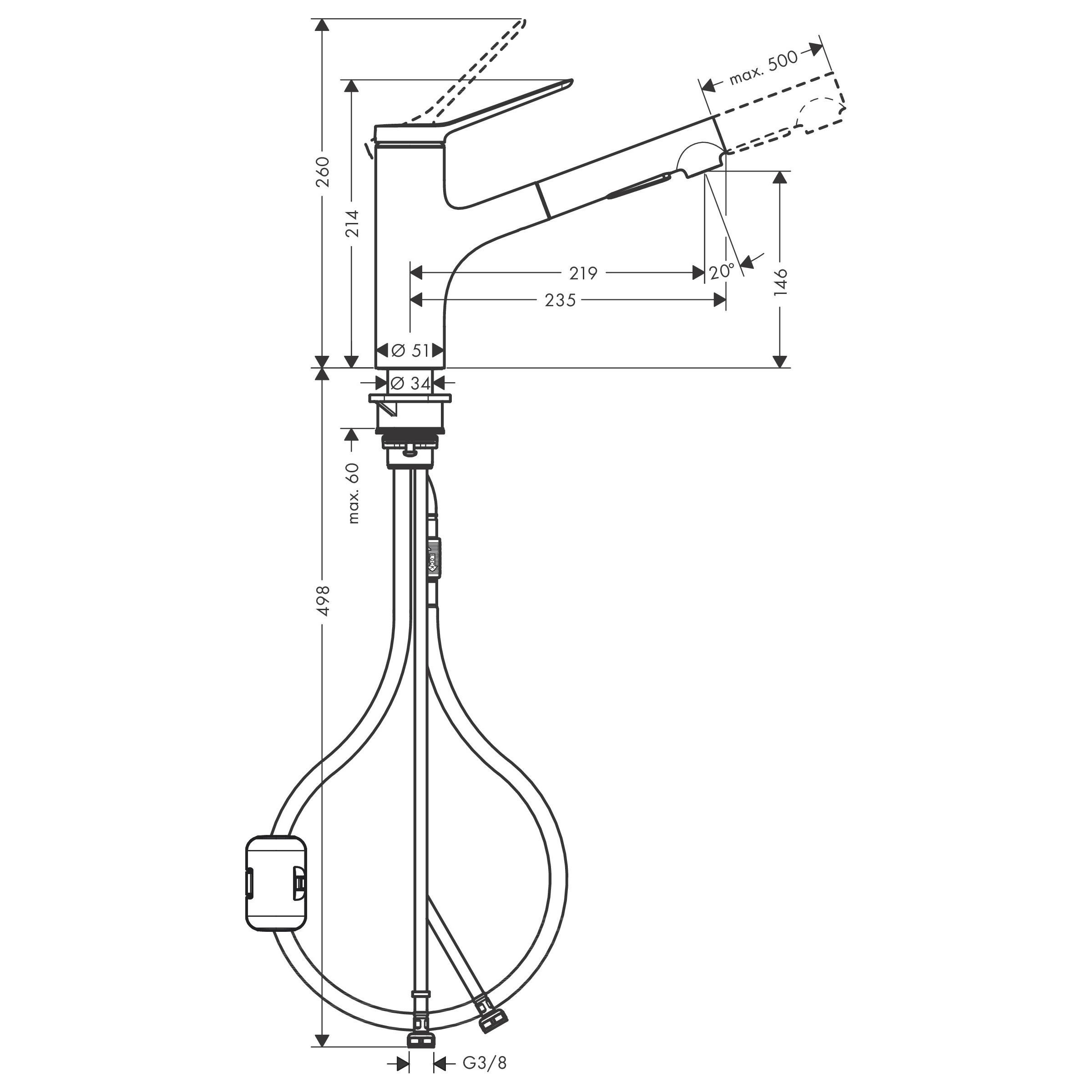 Cмеситель для кухни Hansgrohe ZESIS M33 74800000 с видвижной лейкой Хром (132624) - фото 2