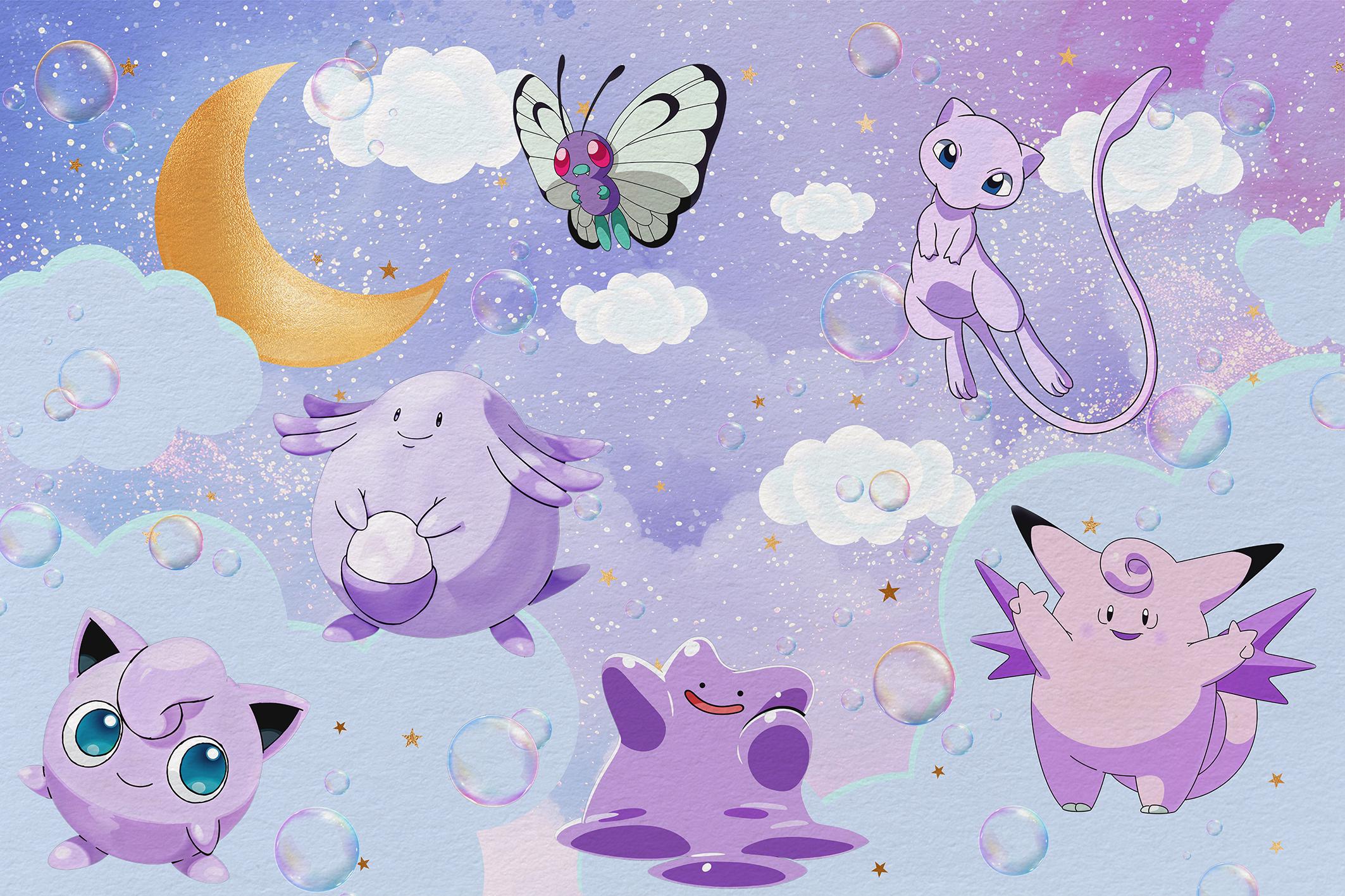 Фотообои флизелиновые Upstream Сияющие покемоны 345х230 см (S5KID-051/6)