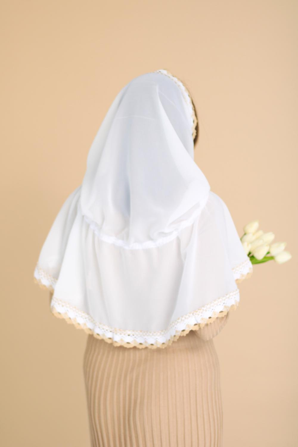 Палантин для храму на голову Білий (п022) - фото 5 Палантин для храму на голову Білий (п022) - фото 5