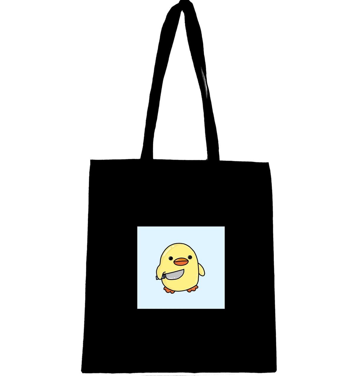 Эко-сумка с принтом мем Утенок с ножом (407)