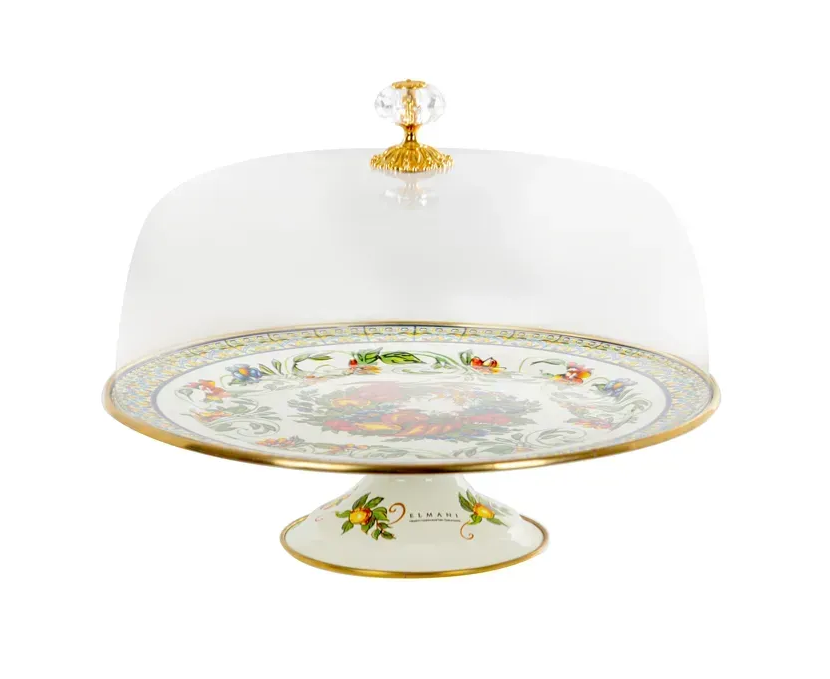 Тортовниця емальована VITALY Elmani з кришкою на ніжці 30 см